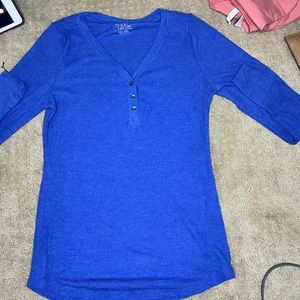 relaxed waffle-knit cozy long-sleeve top